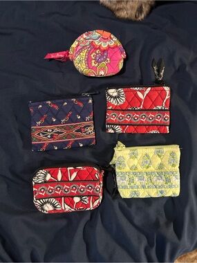 Vera Bradley Quilted Coin Pouch Set in Red, Navy, Pink, Yellow & Multicolor
